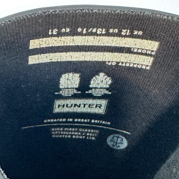 Hunter Kids Black Classic Rubber Rain Boots Size 12 - Picture 8 of 10